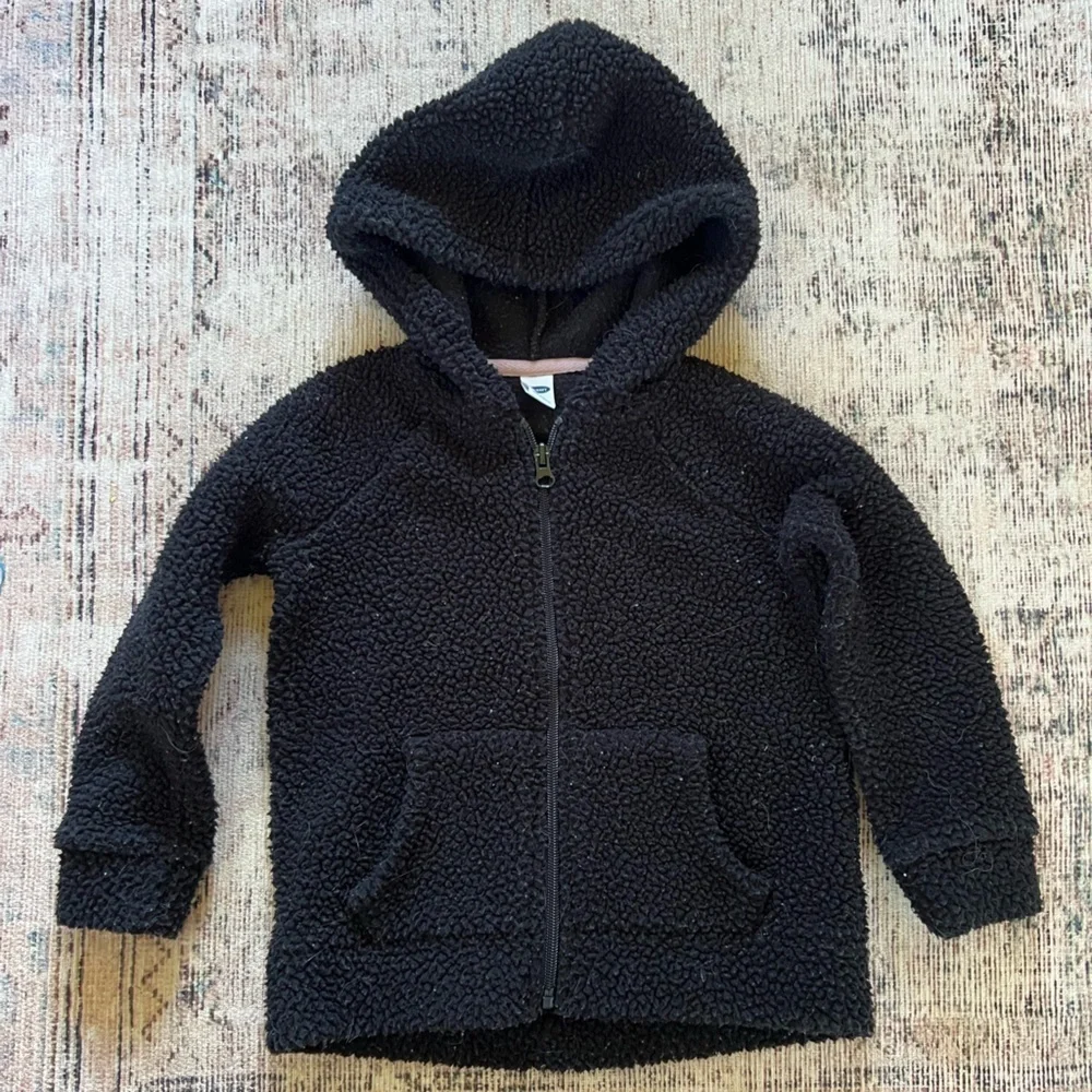 Old Navy Black Cozy Sherpa Hoodie girls xs